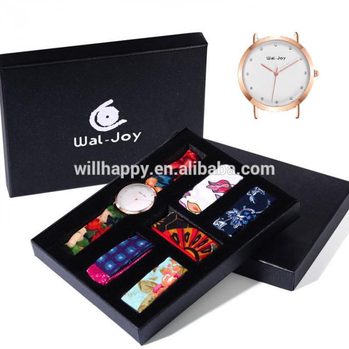 Ensemble de luxe de montre de cadeau de courroie tissé par logo fait sur commande de Wal-joie pour la montre-bracelet d'enfant de la bande DIY de changement de montres de concepteurs de femmes de fille