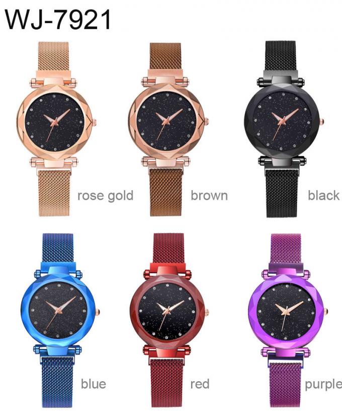 Montre magnétique de bande de maille d'acier inoxydable de bracelet de montre de femmes de bonne qualité de mode du charme WJ-8456