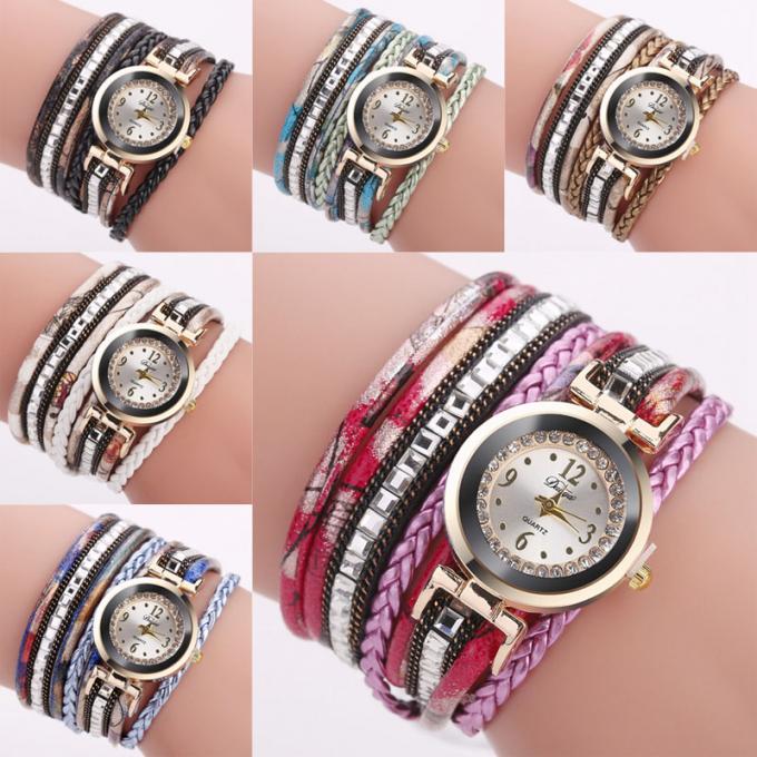Montre-bracelet molle punk avec du charme bon marché femelle de fille de tissu de Madame montre de bracelet de robe de montre de mode d'usine de WJ-6963 Chine
