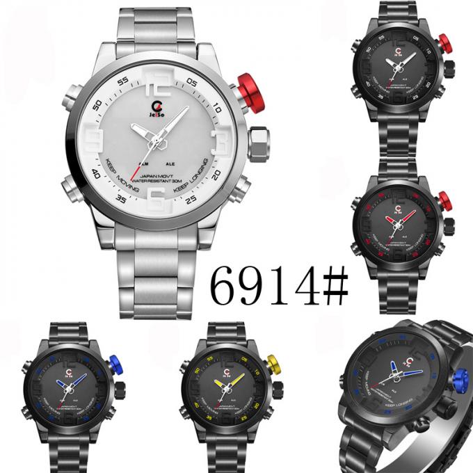 Acier inoxydable Watchwatches imperméable de montres d'hommes de Handwatches Japon Movt de quartz de marque de date du jour de WJ-6308 Naviforce