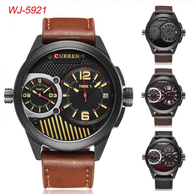 Des hommes européens des loisirs WJ-7602 et de la mode montre classique de sport de cadran de calendrier imperméable de la montre-bracelet et américains grande