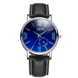 Le cuir de vente chaud d'affaires de l'usine WJ-8102 observe de petites montres-bracelet imperméables d'hommes d'OEM Handwatches